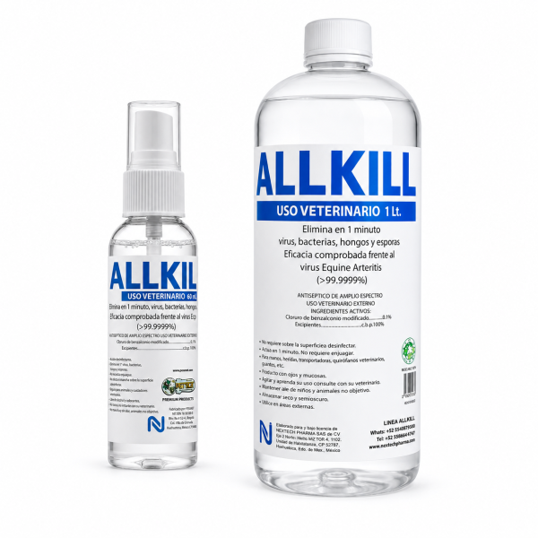 antiséptico veterinario para perros y gatos ALLKILL VET 60 ml y 1 Lt