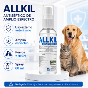 ALLKILL® VET Antiséptico Veterinario de Amplio Espectro para Perros, Gatos y Superficies